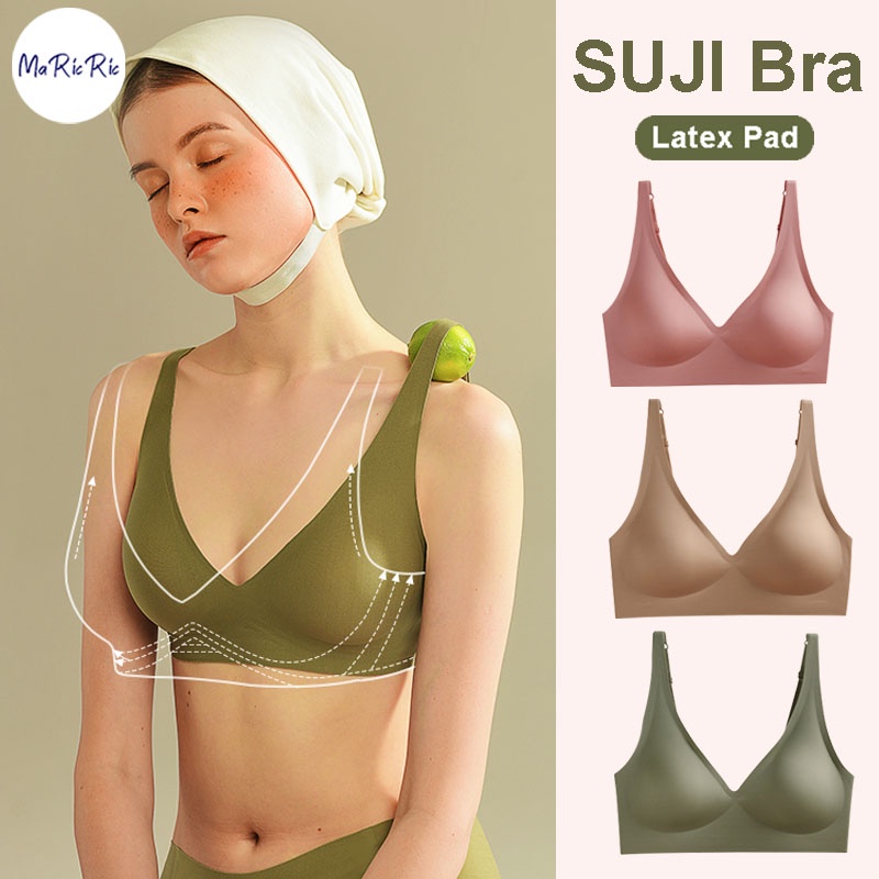 (SG InStock) Japan Suji Bra Seamless Wireless V Neck Latex Bra (Seamless. Strapless. Sports) - TSB13
