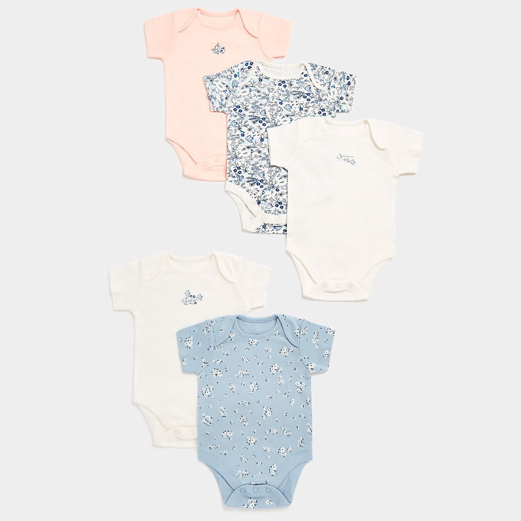 Mothercare Baby Girl  Bluebird Short Sleeve Bodysuit -5 Pack