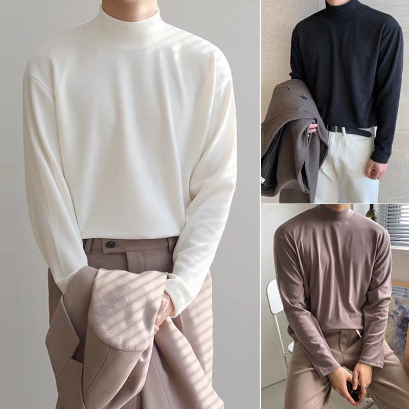 Dralon Fabric, HOT Long Sleeve T-Shirt, Handsome Top, Men's Turtleneck Pullover