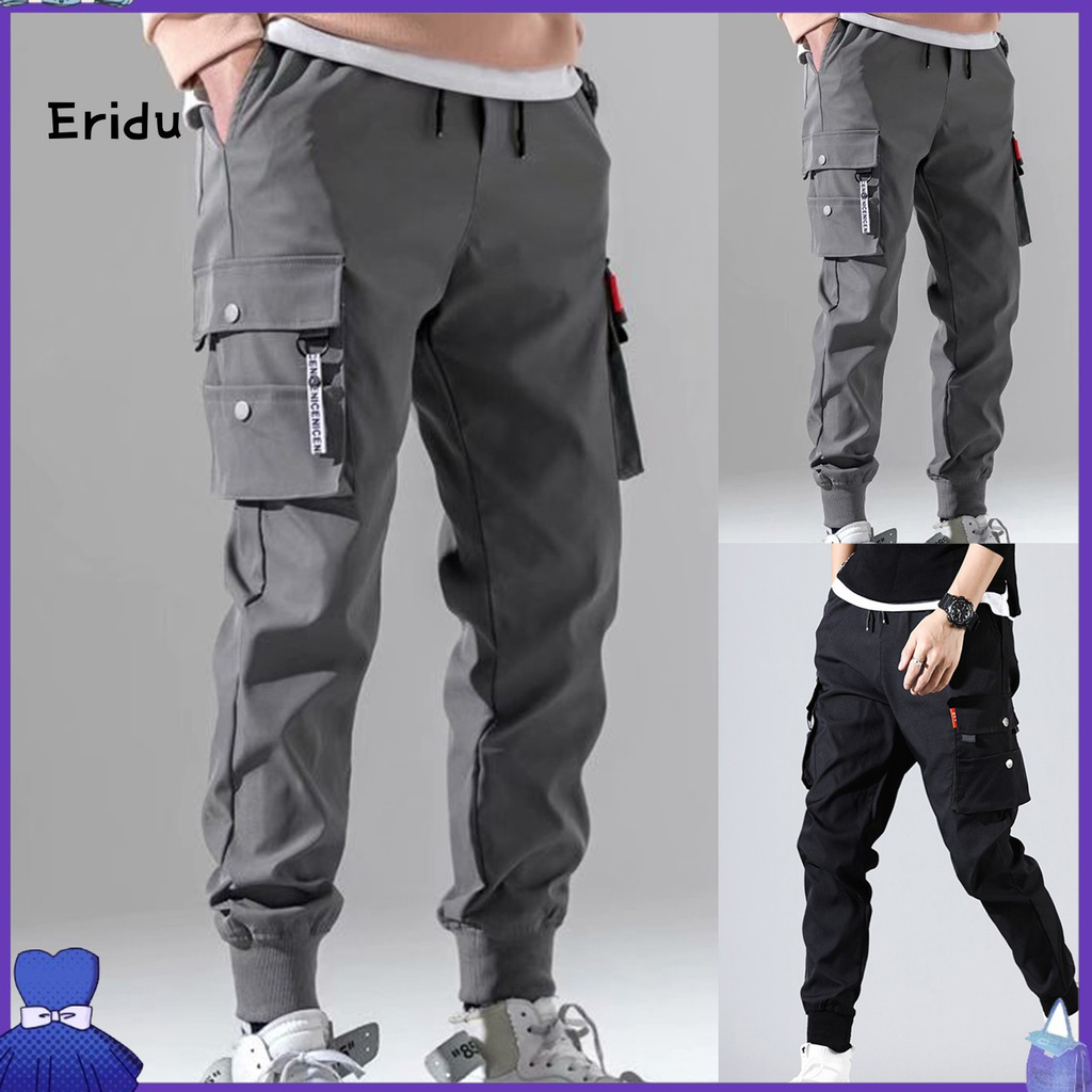 ERIN Men's Wear  2 Colors Men Pants Men Simple Beam Feet Cargo Pants Breathable for Daily Life