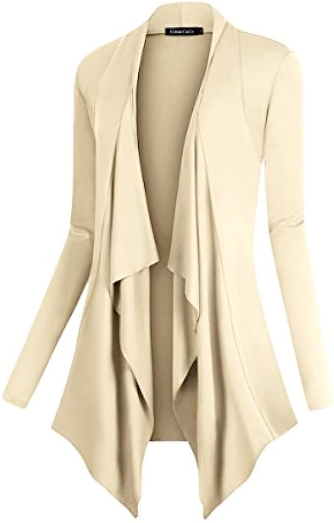 Urban CoCo Women's Drape Front Open Cardigan Long Sleeve Irregular Hem