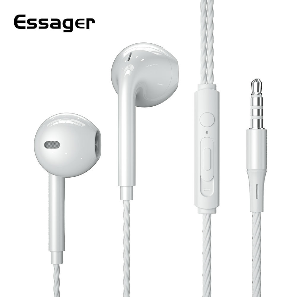ESSAGER S320 Stereo Bass Headphone In-Ear 3.5MM Wired Earphones HIFI Earpiece with MIC for Xiaomi Samsung Vivo Oppo Huawei Phones 